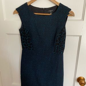 Ann Taylor black and teal print dress